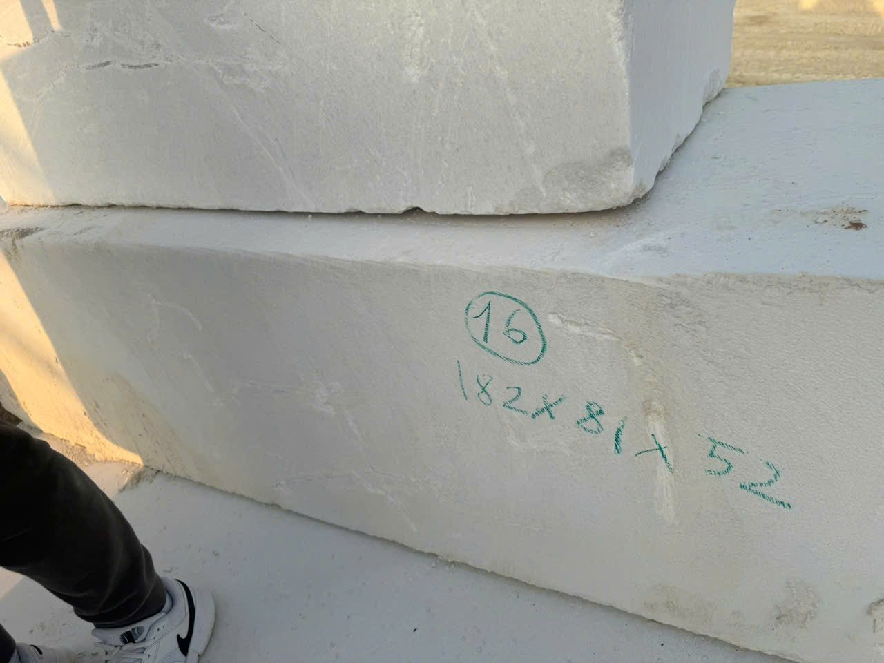 Sealed marble block ready for shipment
